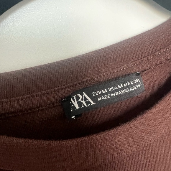 Zara brown cotton crop top. Good condition. Size M. - Picture 2 of 3